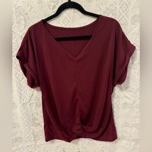 V-Neck Twist Front Short Sleeve Shirt Large ITEM# 1019